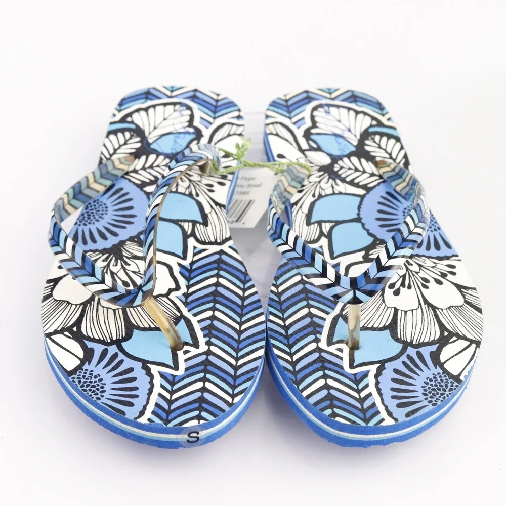 Vera Bradley Womens Sandals Size 6 Blue Bayou Thong Flip Flop Slide Paisley Shoe
